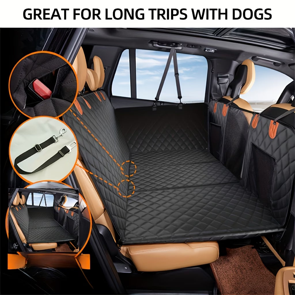 Bark & Ride™ Hard-Base Dog Back Seat Protector — Waterproof & Non-Slip