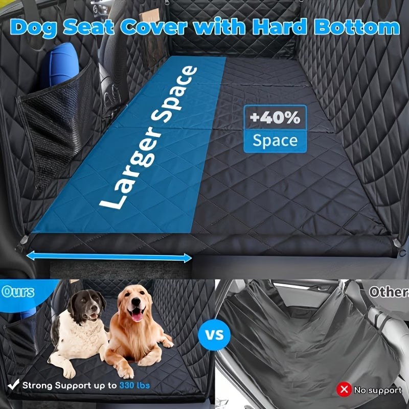 Bark & Ride™ Hard-Base Dog Back Seat Protector — Waterproof & Non-Slip