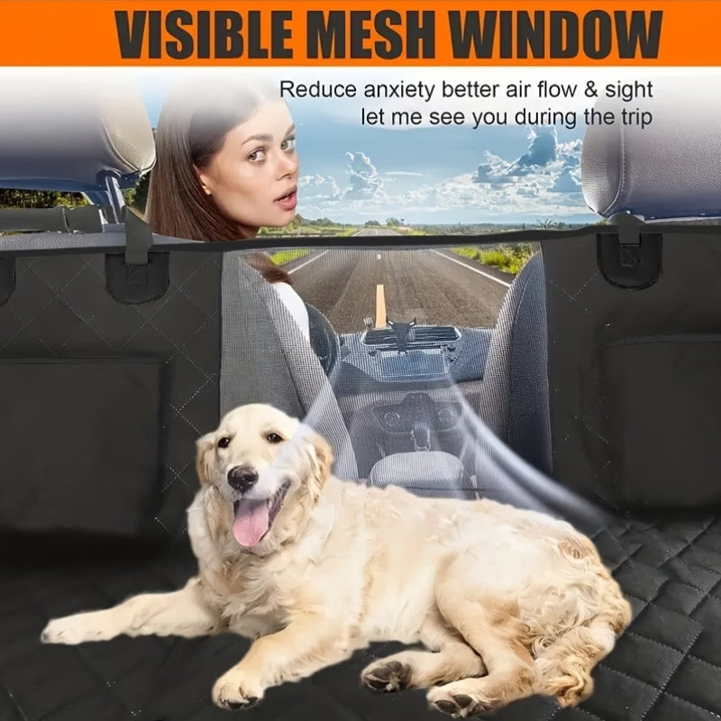 Bark & Ride™ Hard-Base Dog Back Seat Protector — Waterproof & Non-Slip