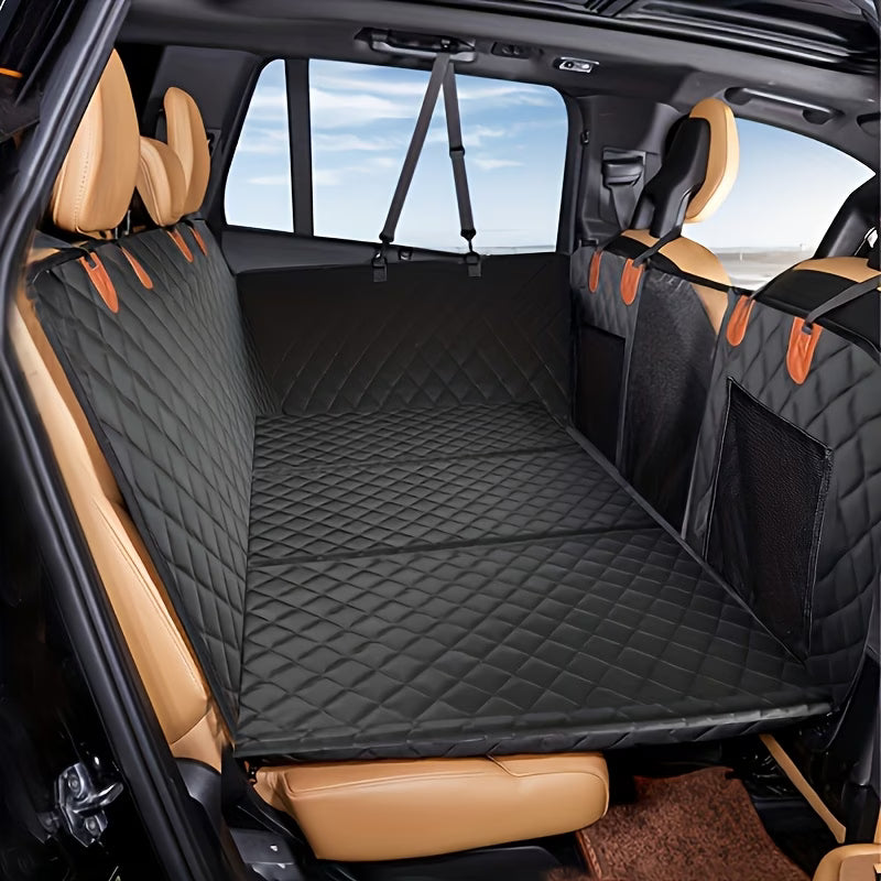 Bark & Ride™ Hard-Base Dog Back Seat Protector — Waterproof & Non-Slip